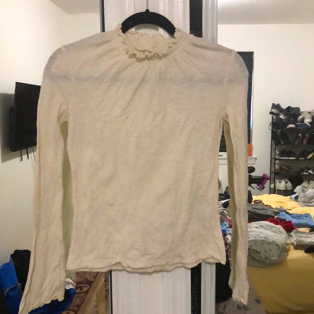 Madewell Texture & Thread cream mock neck top